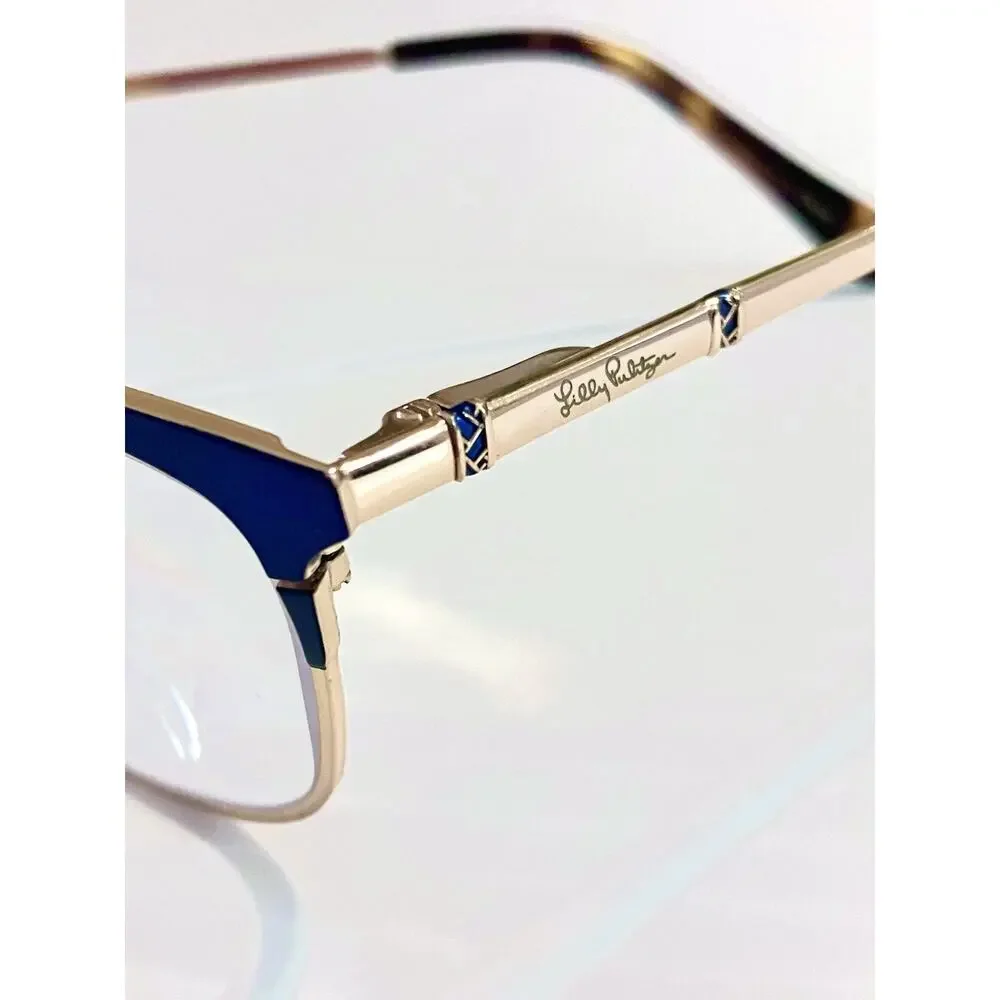 Lilly Pulitzer Eyeglass Frames Georgina Navy Blue Gold Full Rim 49 16 135